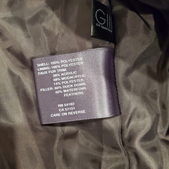 NWT Kenneth Cole Gray Faux-Fur-Trim Chevron Coat - Picture 6 of 6